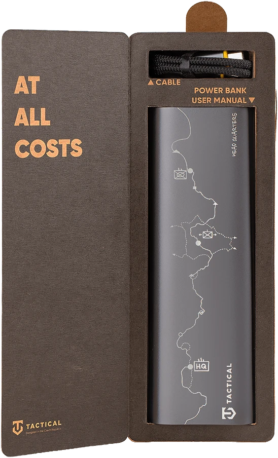 Tactical Squad Headquarters 65W 27000 mAh – aukštos galios powerbank: 65W USB‑C, 2× USB‑C + USB‑A, TFT ekranas, aliuminio korpusas ir ekologiška pakuotė.