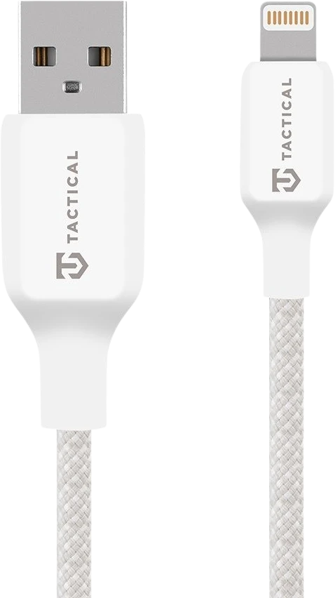 Tactical Taktinis siūlų kabelis USB-A/Lightning 0.3m baltos spalvos