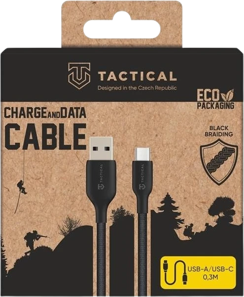 Tactical Stitch Thread kabelis USB-A/USB-C 0.3m juodos spalvos