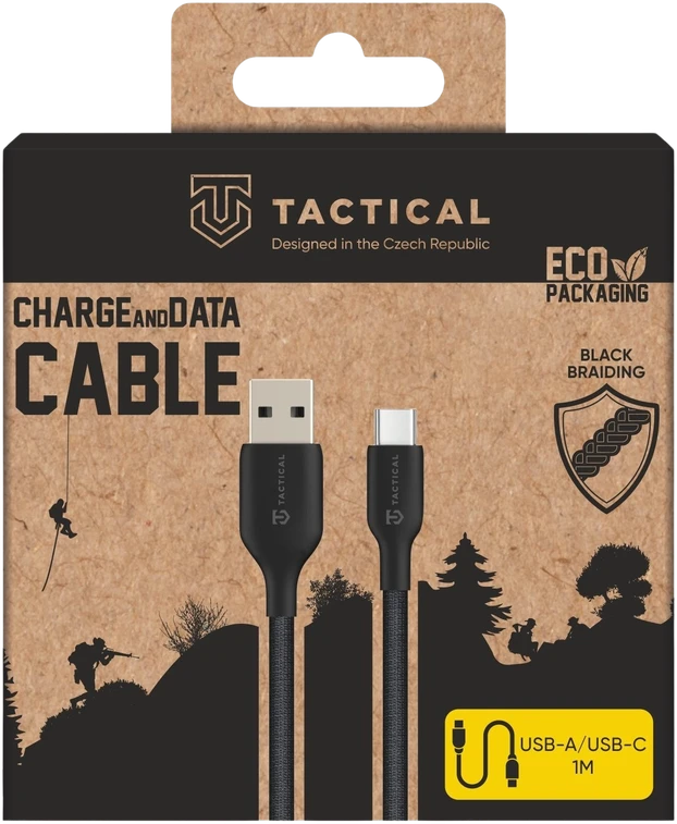 Tactical Stitch Thread kabelis USB-A/USB-C 1m juodos spalvos
