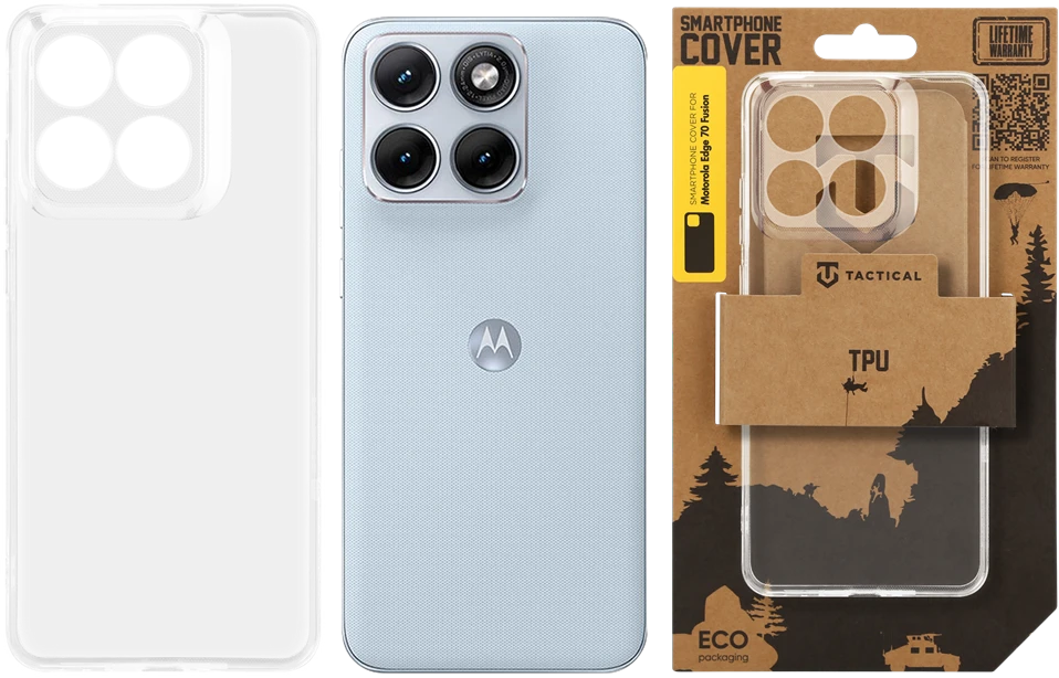 Tactical TPU dėklas skirtas Motorola Edge 70 Fusion Transparent