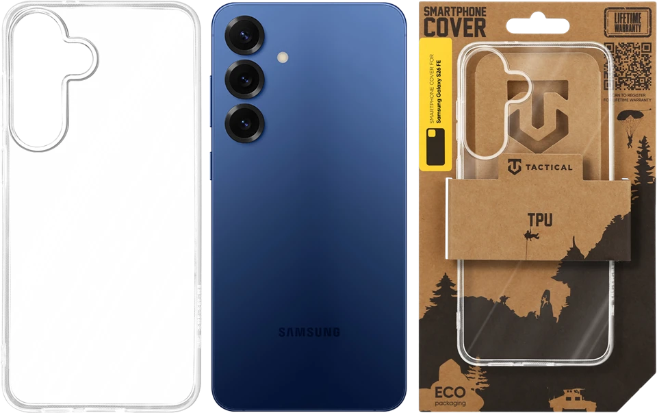 Tactical Taktinis TPU dėklas, skirtas „Samsung Galaxy S26 FE“, permatomas