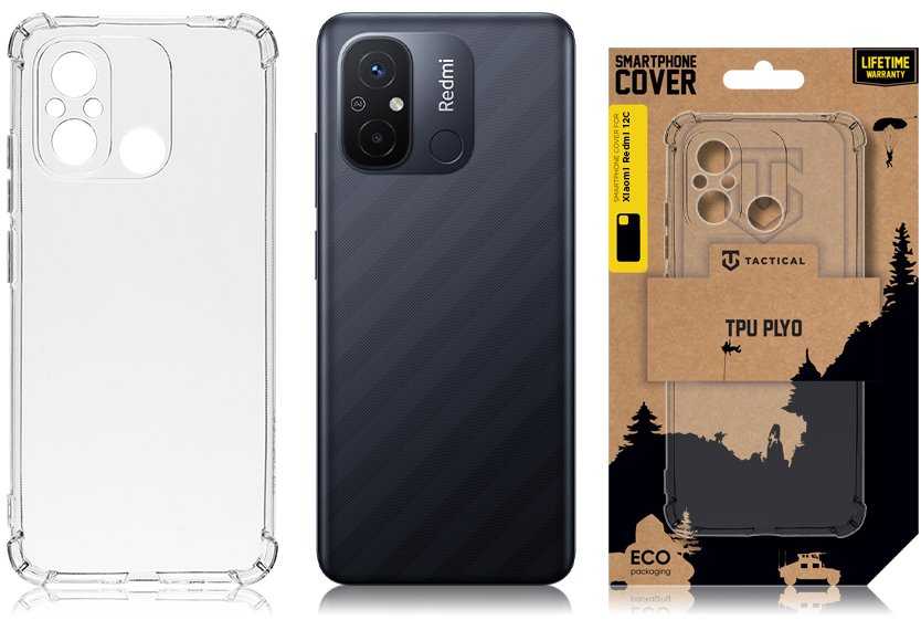 Dėklas Tactical Xiaomi Redmi 12C TPU Plyo dangtelis skaidrus