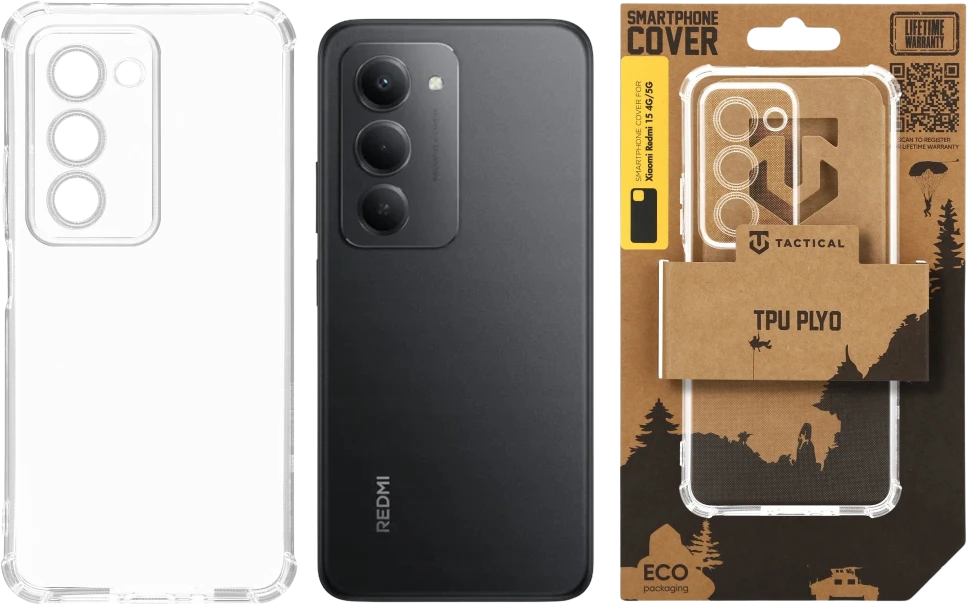 Tactical TPU Plyo dėklas skirtas Xiaomi Redmi 15 4G/5G skaidrus