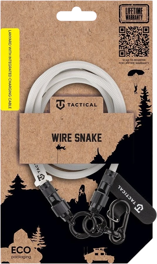 Tactical Taktinis laidas „Snake“ USB-C 1,2 m baltos spalvos