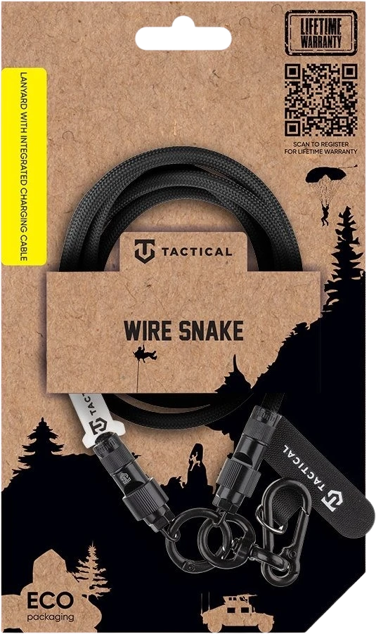 Tactical Wire Snake USB-C 1.2m juodos spalvos