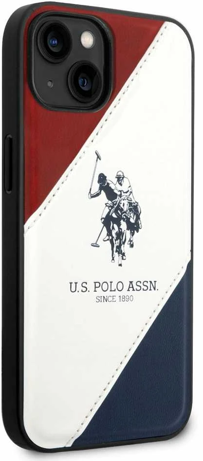 Us Polo Assn JAV polo marškinėliai USHCP14MPSO3 Apple iPhone 14 Plus /15 Plus 6,7" baltos spalvos su įspaudu