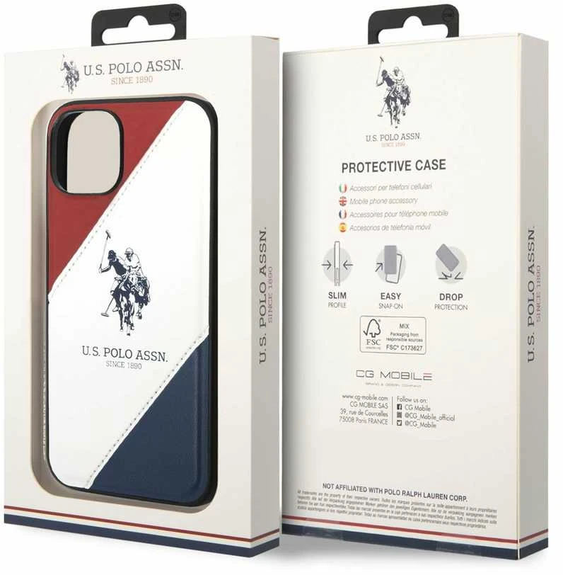 Us Polo Assn JAV polo marškinėliai USHCP14MPSO3 Apple iPhone 14 Plus /15 Plus 6,7" baltos spalvos su įspaudu