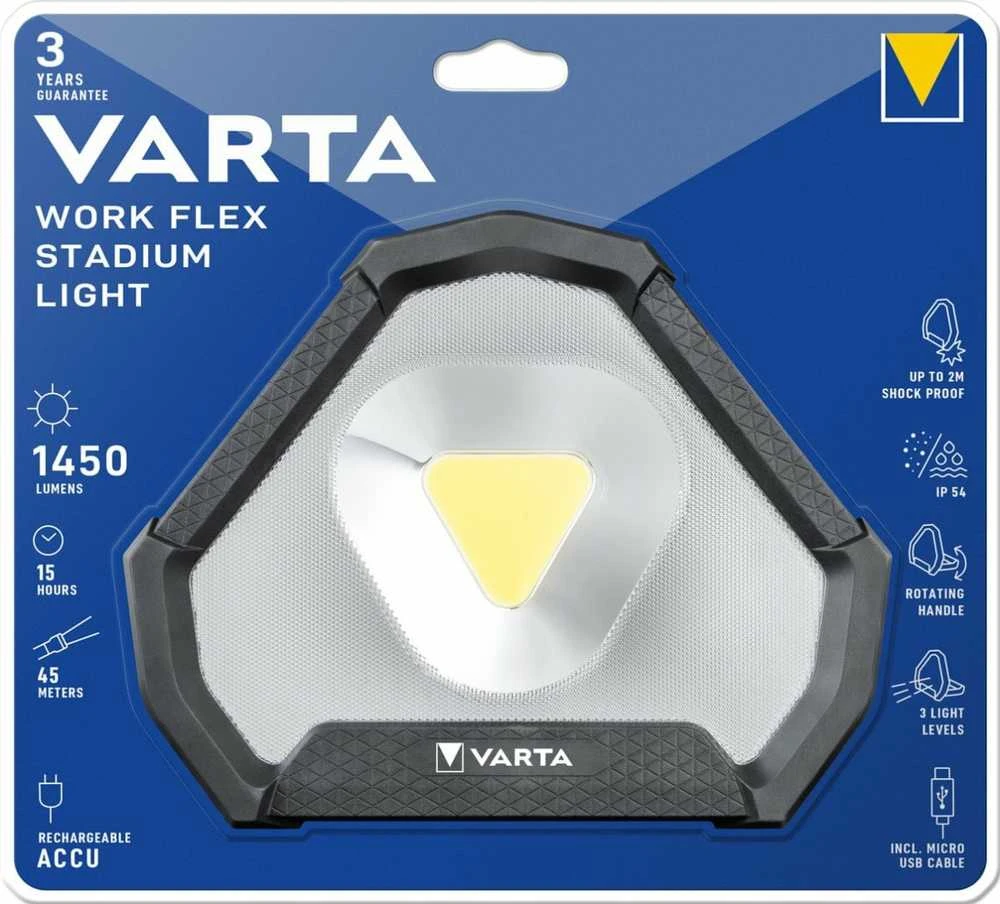 Varta 1450lm įkraunamas prožektorius Work Flex Stadium Light 18647