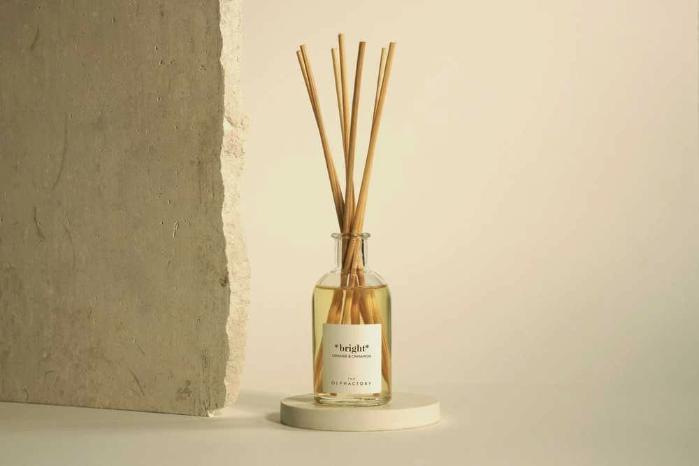 „The Olphactory Bright“ apelsinų ir cinamono kvapiųjų lazdelių difuzorius su lazdelėmis, 250 ml