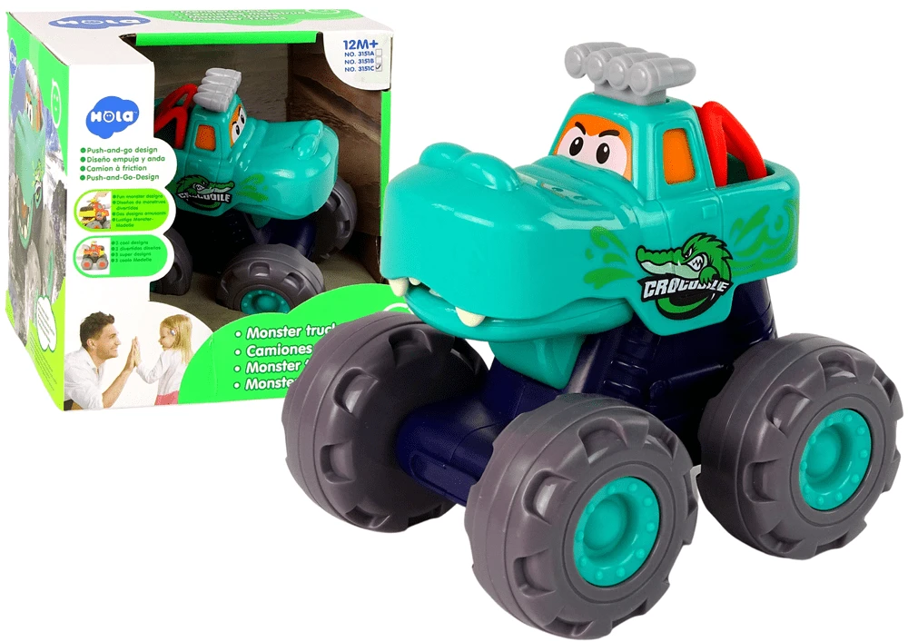Lean Cars Lean Toys Automobilis krokodilas su dideliais ratais