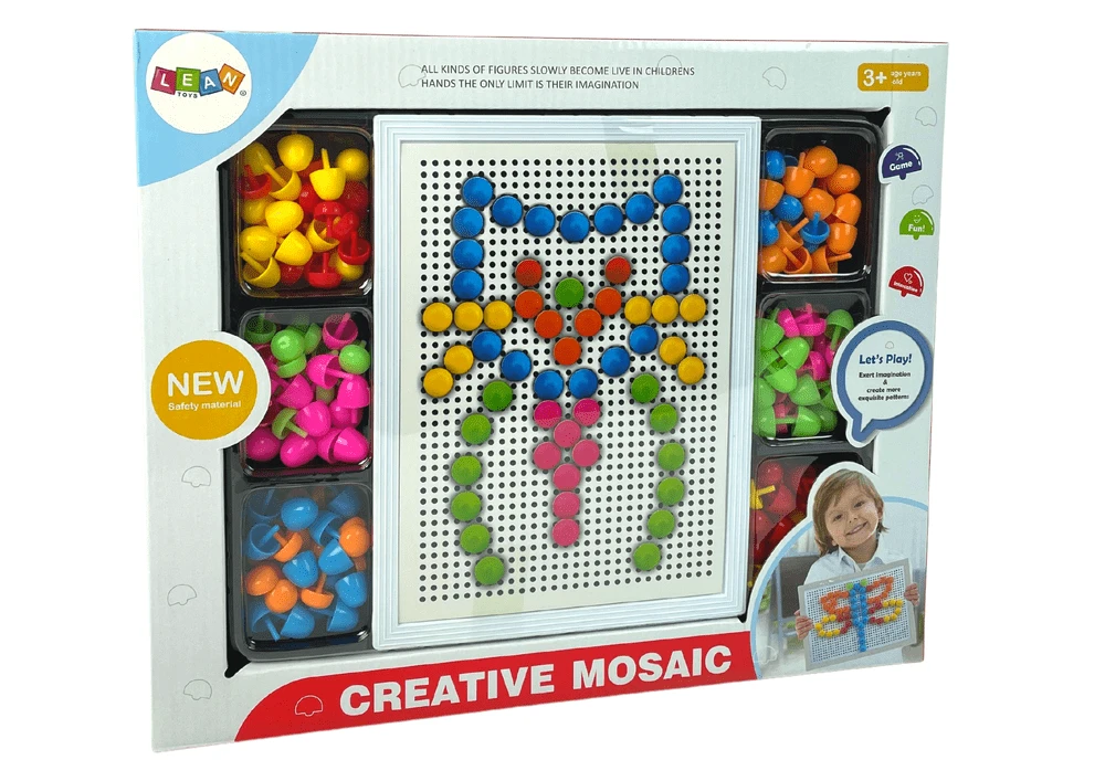 Lean Toys Edukacinis kūrybinis dėlionės rinkinys, spalvoti smeigtukai