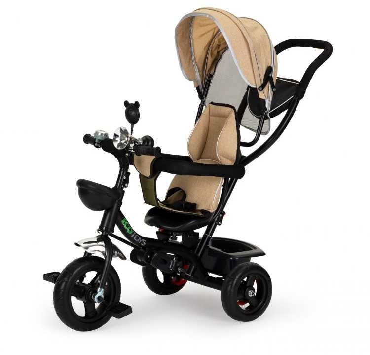 Ecotoys Triratukas su besisukančia sėdyne Eco Toys, smėlio spalvos