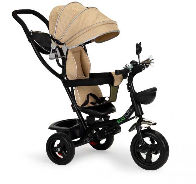 Ecotoys Triratukas su besisukančia sėdyne Eco Toys, smėlio spalvos