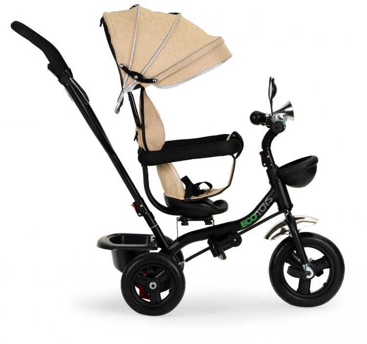 Ecotoys Triratukas su besisukančia sėdyne Eco Toys, smėlio spalvos