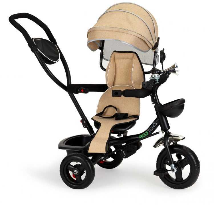 Ecotoys Triratukas su besisukančia sėdyne Eco Toys, smėlio spalvos