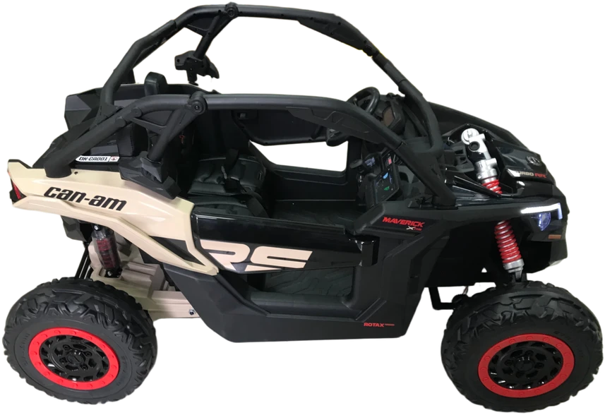 Vaikiškas elektromobilis MUKUTISRIDES ATV CAN-AM Maverick (juodos/smėlio spalvos, dvivietis)