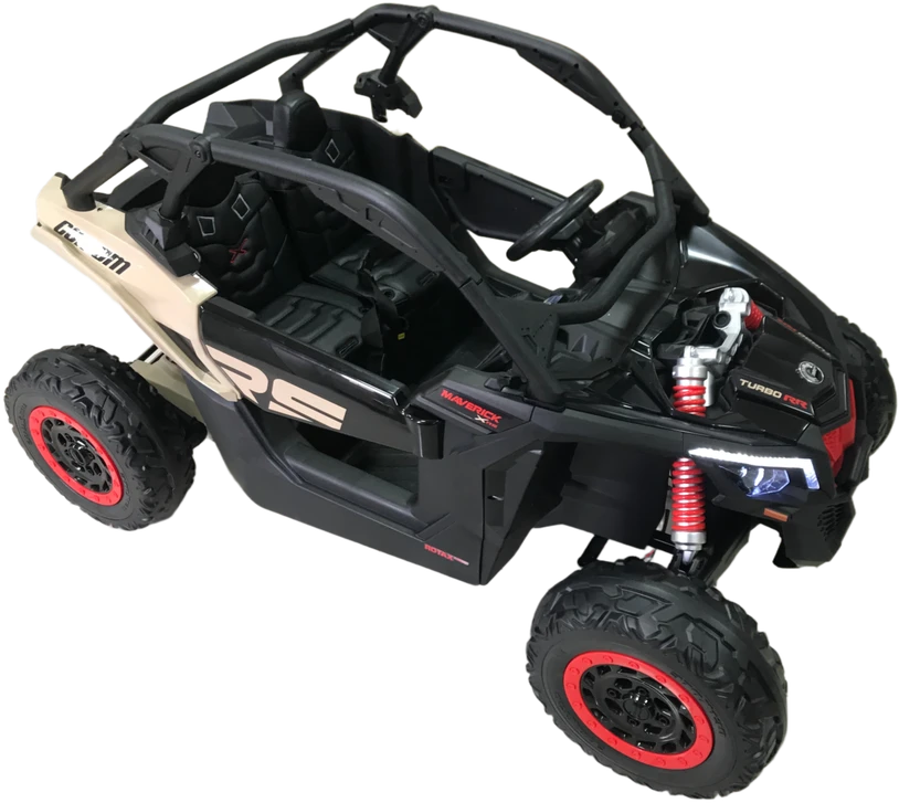 Vaikiškas elektromobilis MUKUTISRIDES ATV CAN-AM Maverick (juodos/smėlio spalvos, dvivietis)
