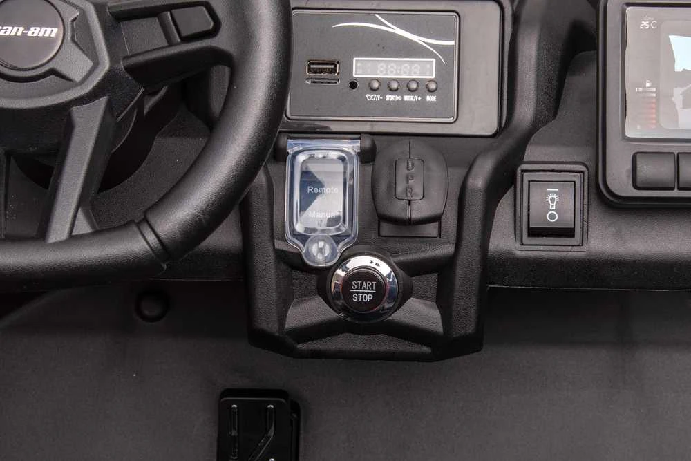 Vaikiškas elektromobilis MUKUTISRIDES ATV CAN-AM Maverick (juodos/smėlio spalvos, dvivietis)