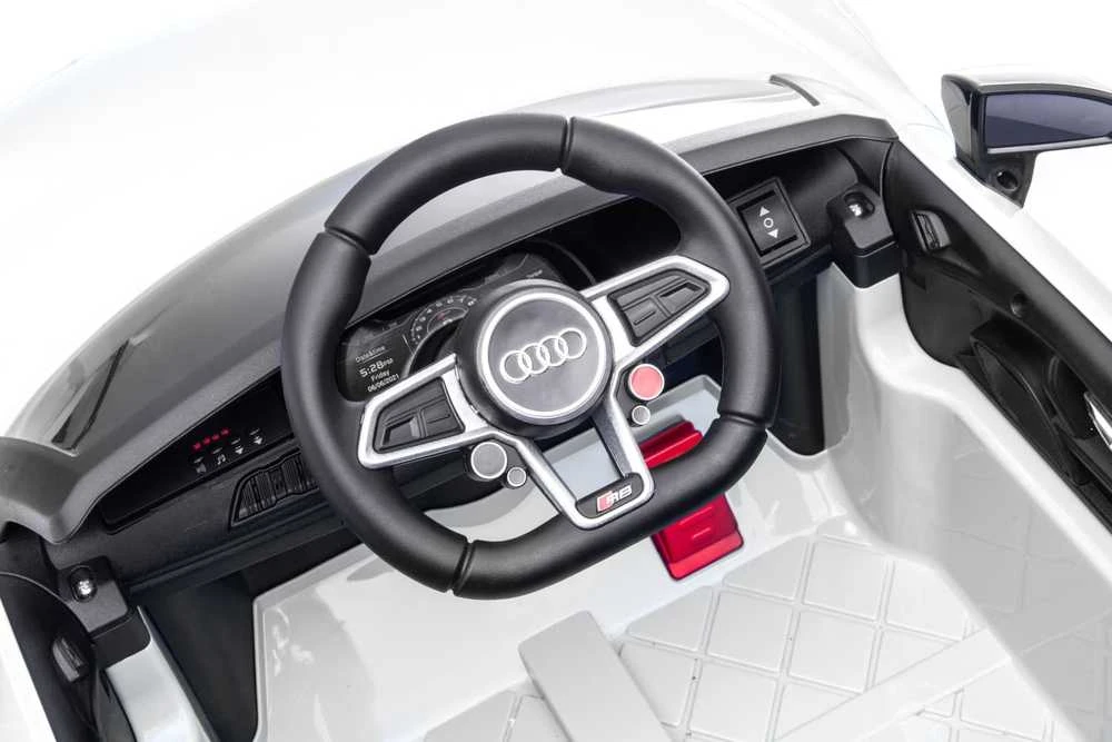 Vaikiškas elektromobilis MUKUTISRIDES Audi R8 Spyder (baltas, vienvietis)