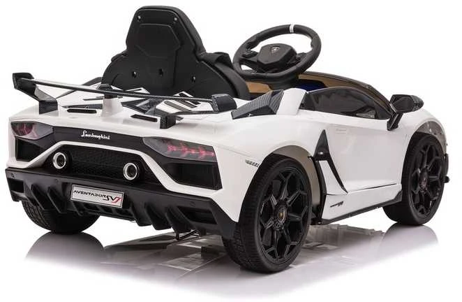 Vaikiškas elektromobilis Lamborghini Aventador SVJ (baltas, vienvietis)
