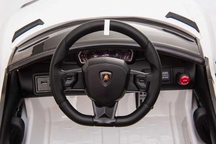 Vaikiškas elektromobilis Lamborghini Aventador SVJ (baltas, vienvietis)