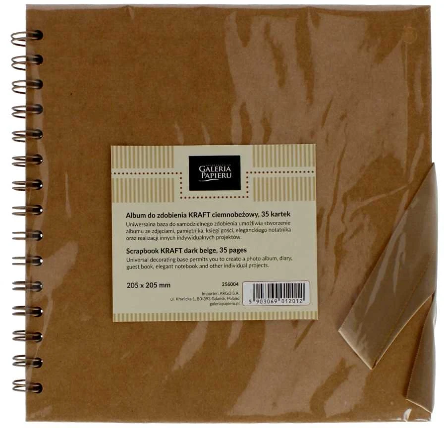 Galeria Papieru Nuotraukų albumas Kraft, 205x205mm, 35 lapai, rudas