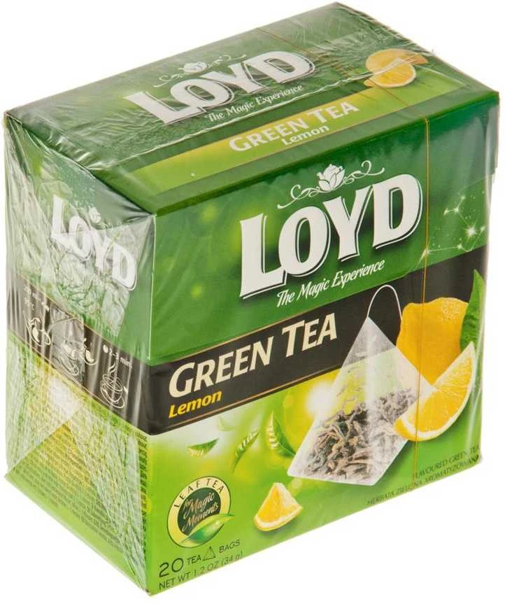 Aromatizuota žalioji arbata LOYD, su citrinų žievelėmis ir citrinžole, 20 x 1.5g