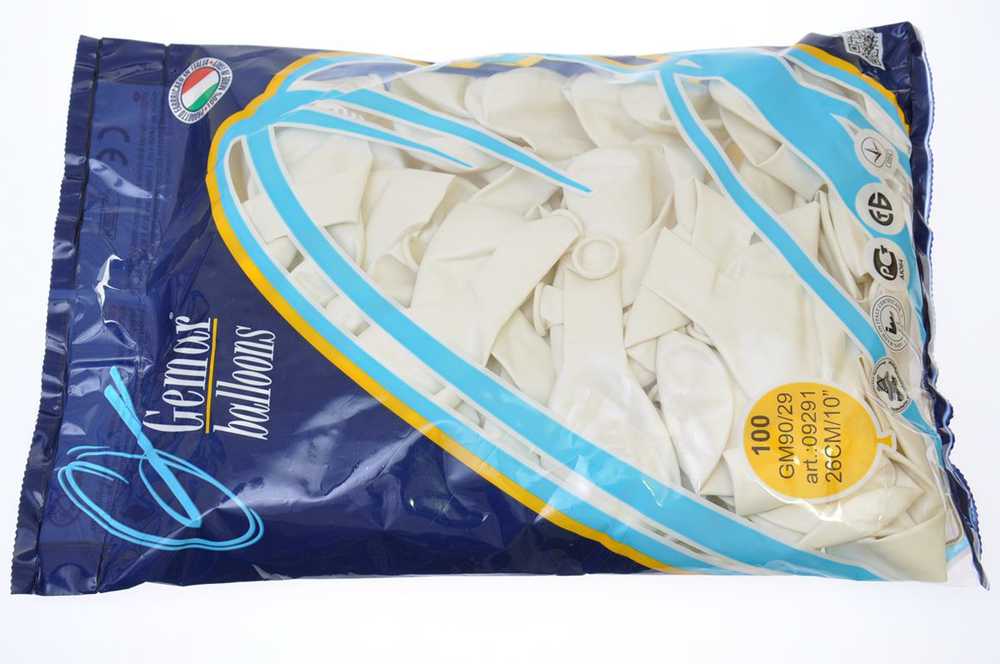 GoDan Gemar Metaliniai balionai Baltos, 25 cm, 100 vnt.
