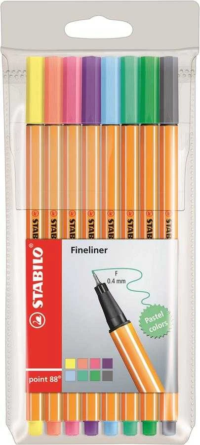 88 TAŠKAS APDAILOS PENTER RINKINYS 8 SPALVOS PASTELĖS STABILO 88/8-01