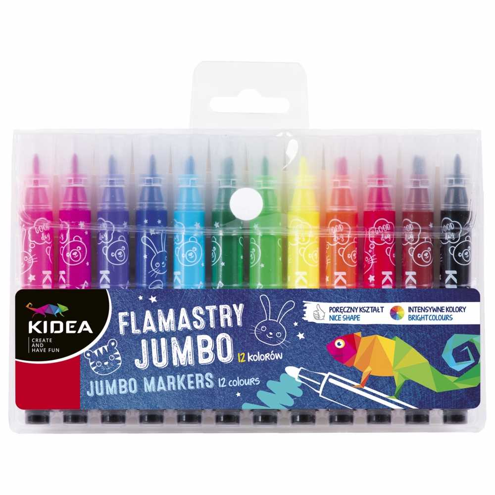 Jumbo markeriai 12 spalvų KIDEA - DERFORM