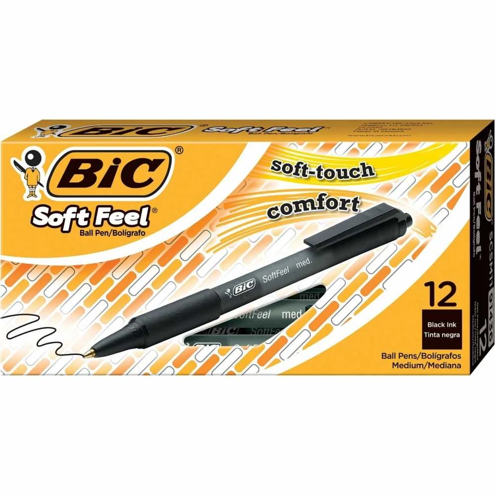 Bic Tušinukas Softfeel Clic 1.0 mm, juodas, pakuotėje 12 vnt. 914360