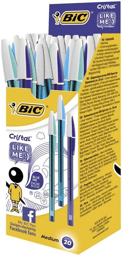 Bic Tušinukas Cristal Bicolor 1,2 mm, mėlynas, pakuotėje 20 vnt 494725