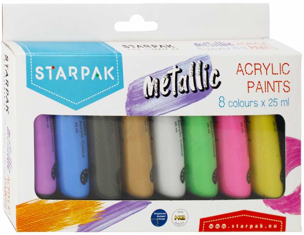 Akrilinių dažų rinkinys 8sp 25ml METAL 484980 STARPAK/6