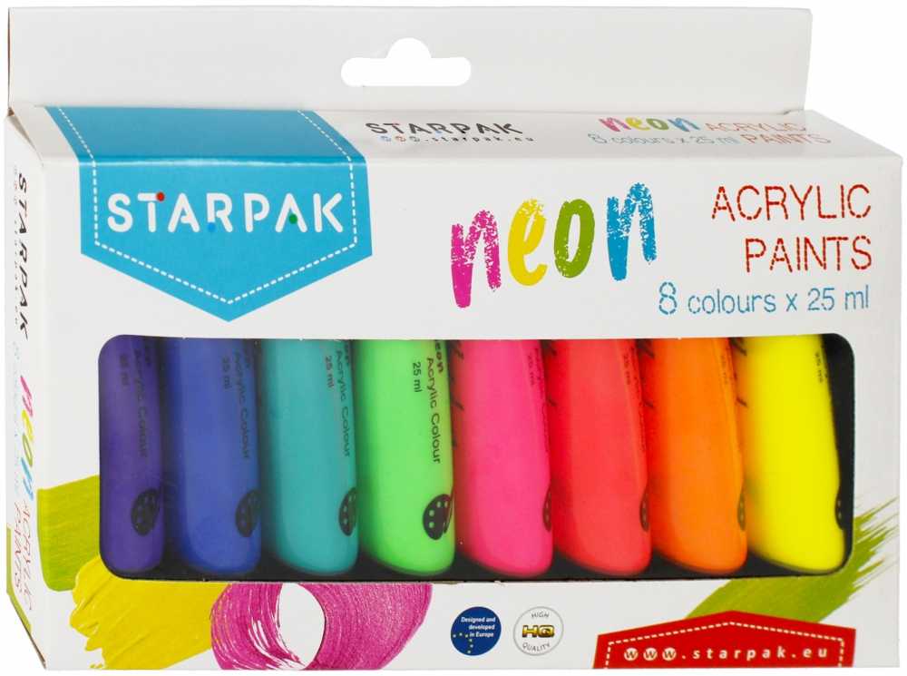 Starpak Akriliniai neoniniai dažai, 8 x 25 ml.