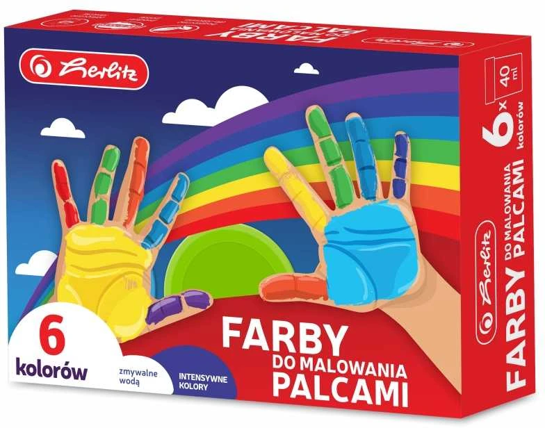 Herlitz pirštų dažų 6 spalvų rinkinys dėžutėje