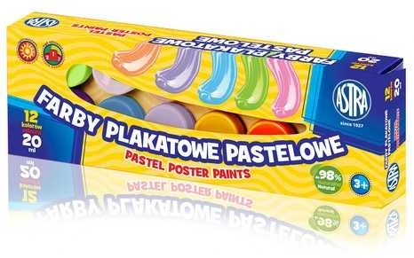Astra 12 pastelinių plakatų dažų dėžutė
