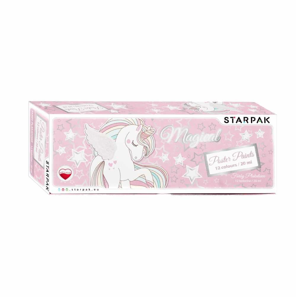Starpak Plakatiniai dažai 12 spalvų mokykla Vienaragis