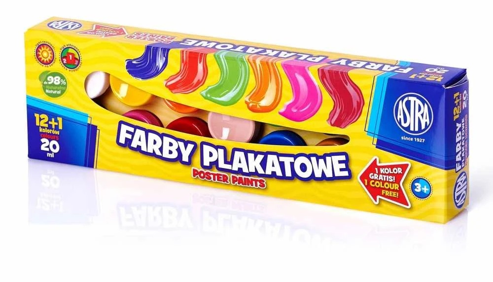 Astra plakatinių dažų rinkinys 12+1 pakuotėje
