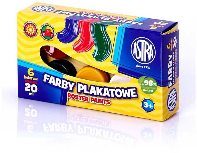Astra plakatų dažai 6 vnt. x 20 ml