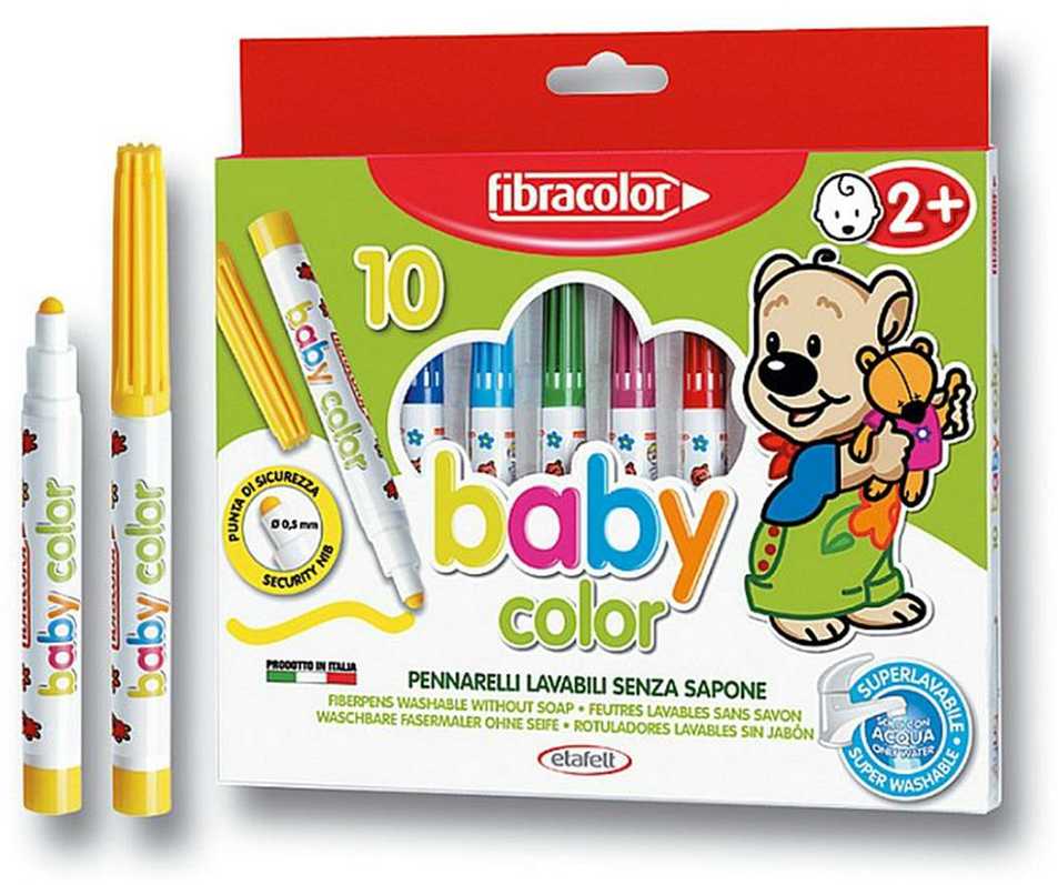 Babycolor markeriai nuo 1 metų 10 spalvų Fibracolor