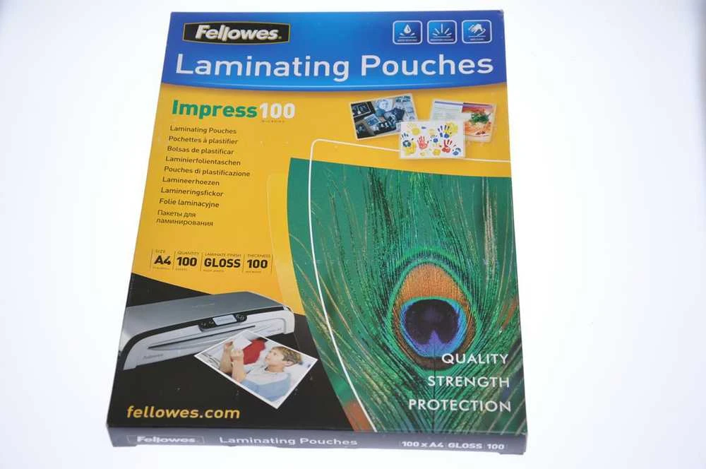 FELLOWES LAMINATING POUCH 100MIC A4 100PK