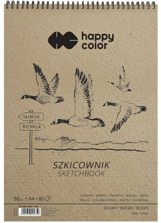 Happy Color Sketchbook ant spiralės Birds A4 balta 80 lapų 90g