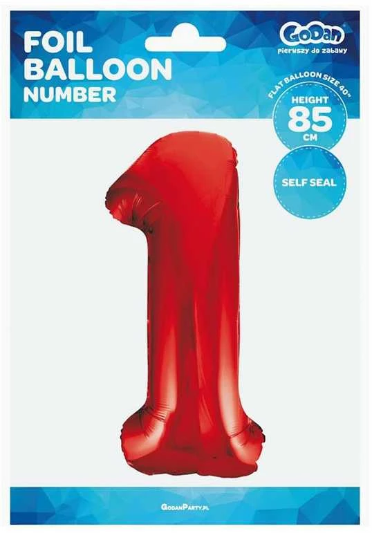 GoDan Folijos balionas numeris 1, raudona, 85 cm
