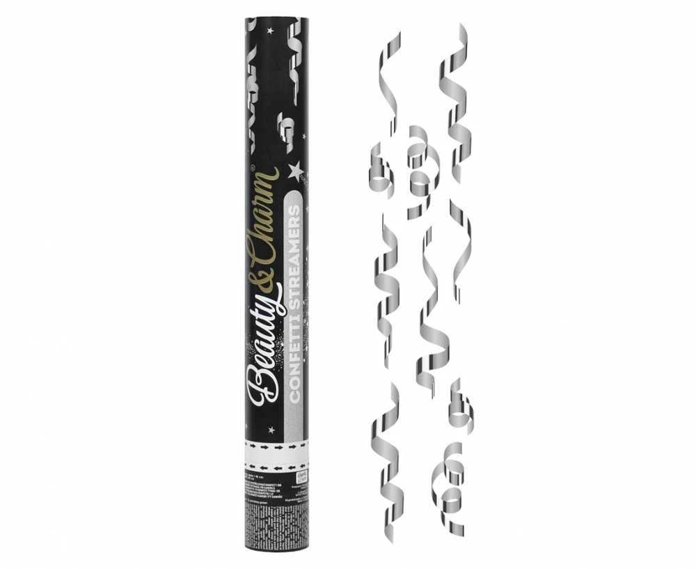Pop konfeti 40 cm Streamers Sidabrinė Party GODAN JC-KPSS40