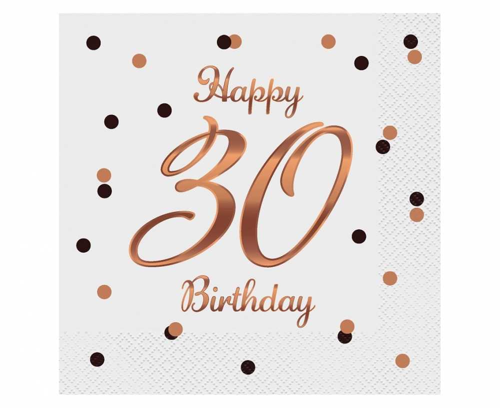 GoDan Serwetki B&C Happy 30 Birthday balta 33x33cm 20szt