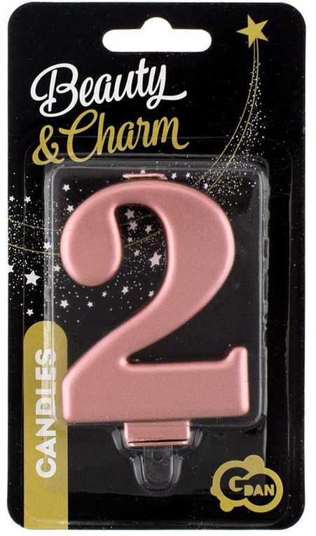 GoDan Žvakė Nr. 2, metalinė rožinė ir auksinė, 8,0 cm PF-SCRZ2