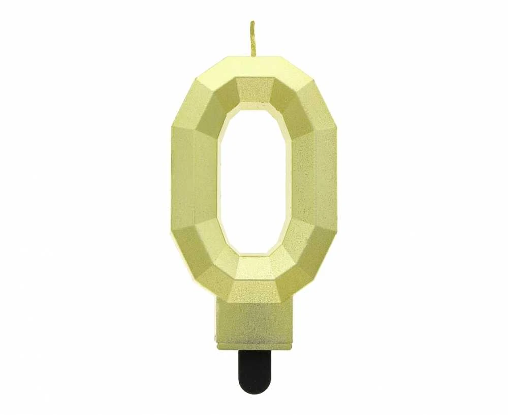 GoDan žvakė numeris 0 - deimantas, metalinė auksinė, 7,6 cm