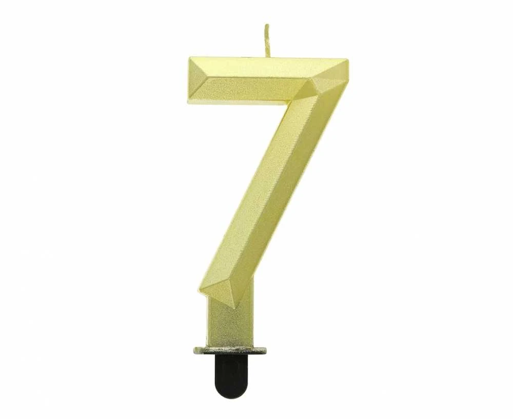 Gimtadienio žvakė numeris 7 deimantinė metalinė auksinė Party GODAN PF-SDZ7
