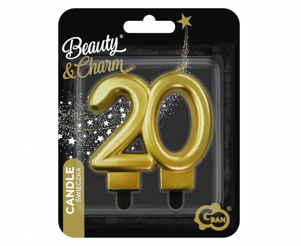GoDan Skaičius žvakė 20 Grožis ir Šalto metalo aukso 8cm